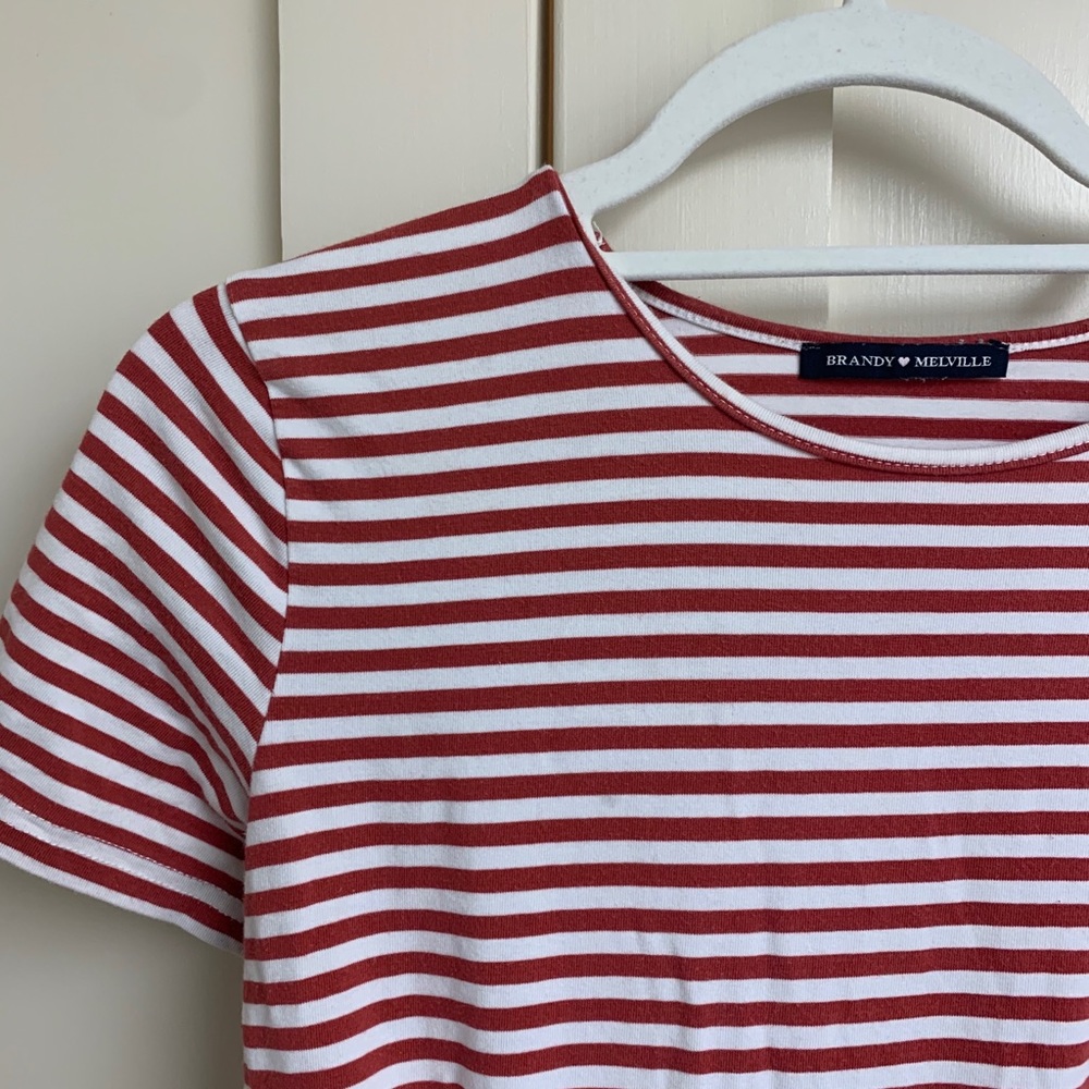 Brandy Melville red and white striped crop top